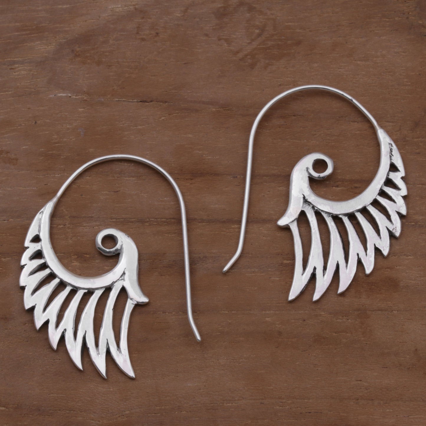 Winged Beauty Spiral Sterling Silver Earrings