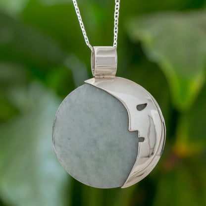 Face of the Moon Jade Pendant Necklace