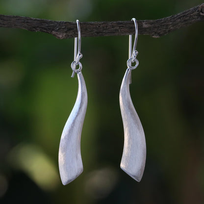 River in Chiang Mai Handcrafted Thai Sterling Silver Dangle Earrings