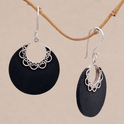 Crescent Lace Sterling Silver Drop Earrings