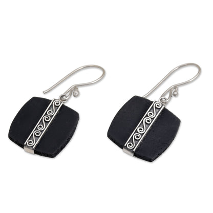 Temple Bands Sterling Silver Drop Earrings