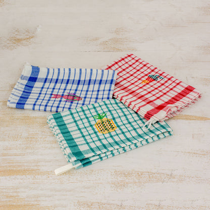 Fresh Color Multicolor Plaid Cotton Dish Towels (Set of 3)