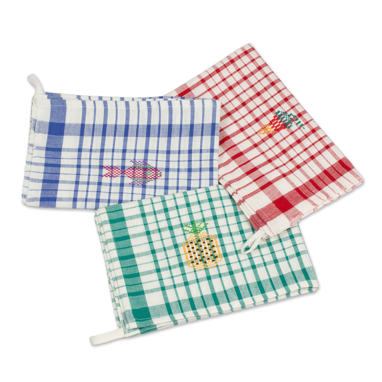 Fresh Color Multicolor Plaid Cotton Dish Towels (Set of 3)