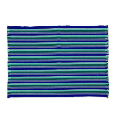 Colors of the Sea Set of 6 Cotton Placemats and Napkins in Blue from Guatemala