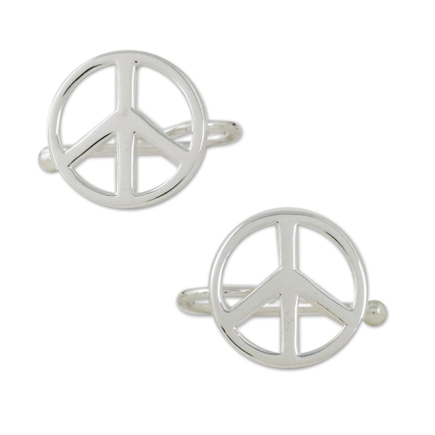 Shimmering Peace Sterling Silver Peace Sign Ear Cuffs from Thailand