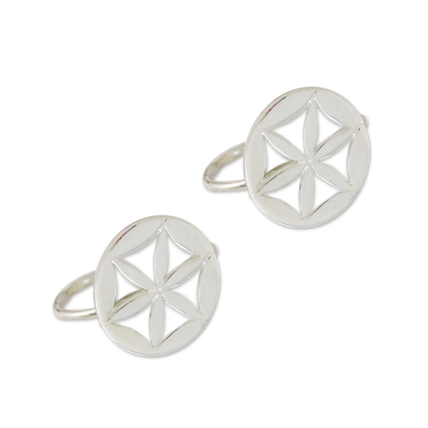 Star Petals Sterling Silver Star-Shaped Circular Ear Cuffs from Thailand