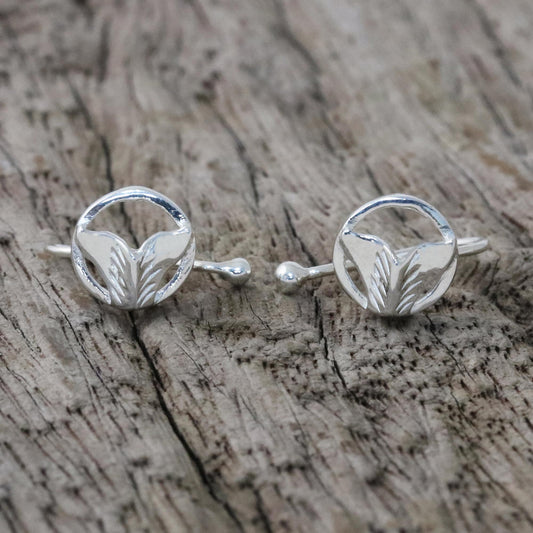 Ocean Tails Sterling Silver Whale-Themed Ear Cuffs from Thailand