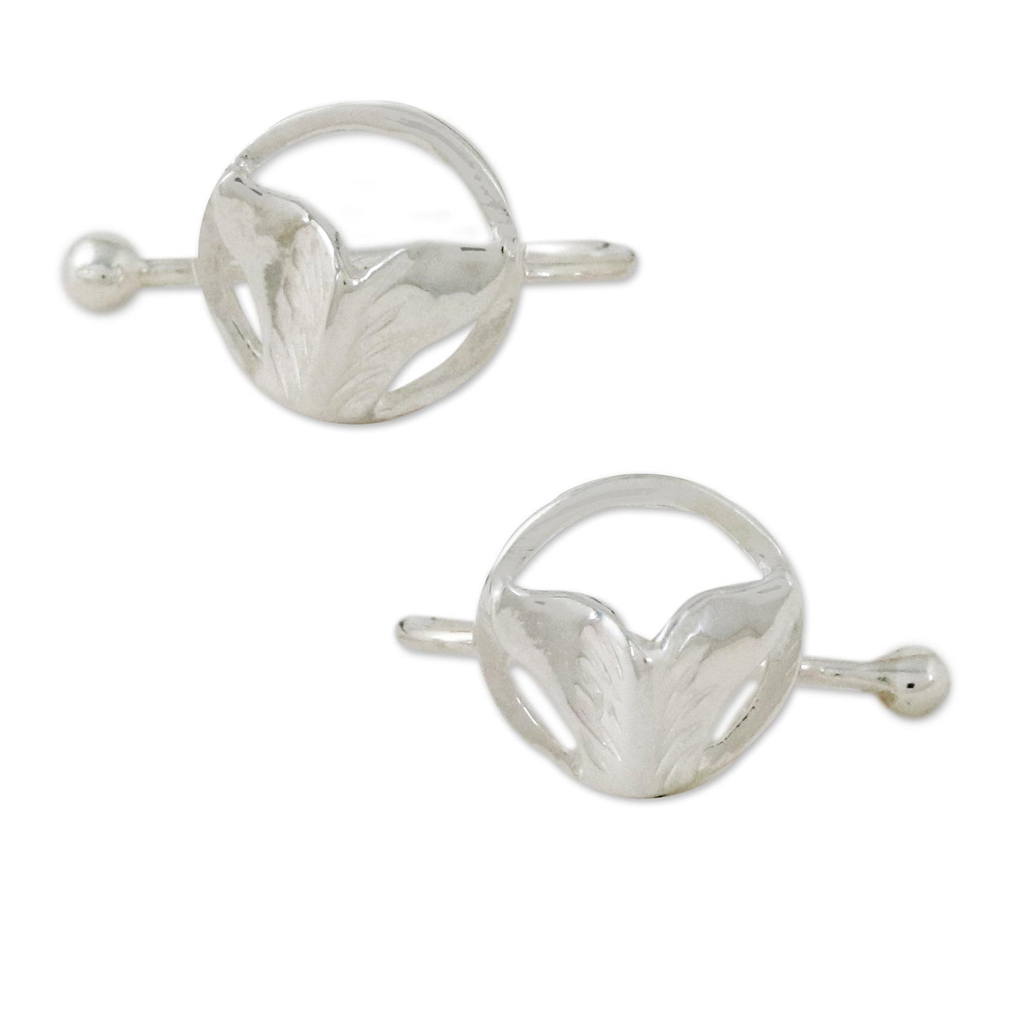 Ocean Tails Sterling Silver Whale-Themed Ear Cuffs from Thailand