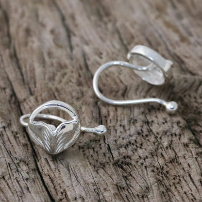 Ocean Tails Sterling Silver Whale-Themed Ear Cuffs from Thailand