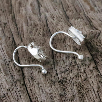 Ocean Tails Sterling Silver Whale-Themed Ear Cuffs from Thailand