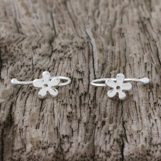 Daisy Shine 925 Sterling Silver Floral Ear Cuffs from Thailand