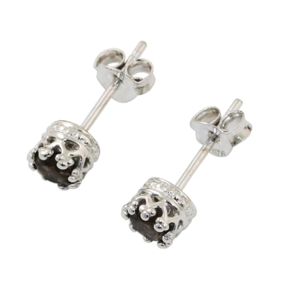 Brilliant Splendor Rhodium Plated Smoky Quartz Stud Earrings from Thailand