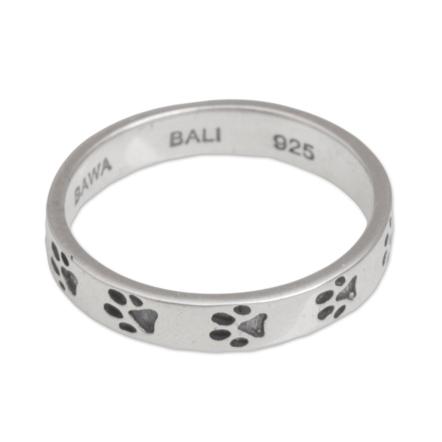 Paw Prints Sterling Silver Band Ring