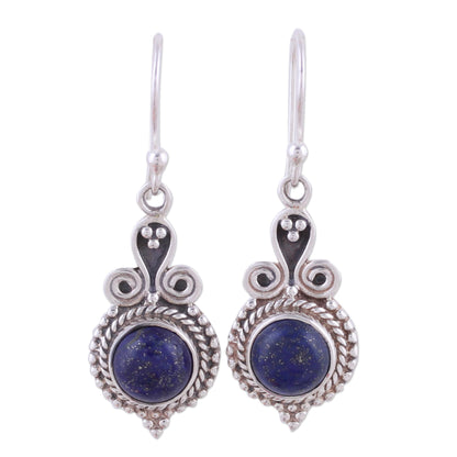 Grand Delhi Blue 925 Sterling Silver and Lapis Lazuli India Jewelry Earrings