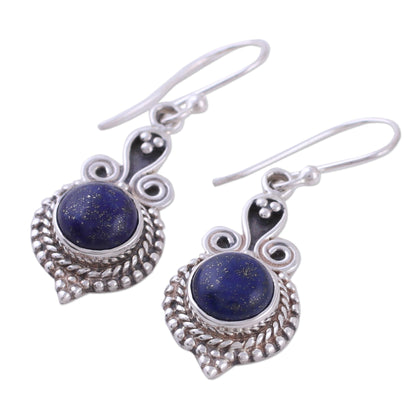 Grand Delhi Blue 925 Sterling Silver and Lapis Lazuli India Jewelry Earrings