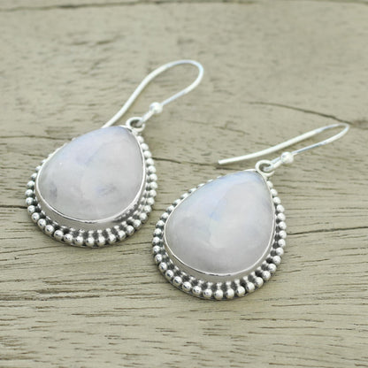 Mystical Charm Rainbow Moonstone and Sterling Silver Earrings from India