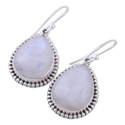 Mystical Charm Rainbow Moonstone and Sterling Silver Earrings from India