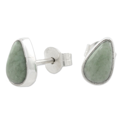 Mayan Teardrops in Light Green Light Green Jade Teardrop Stud Earrings from Guatemala