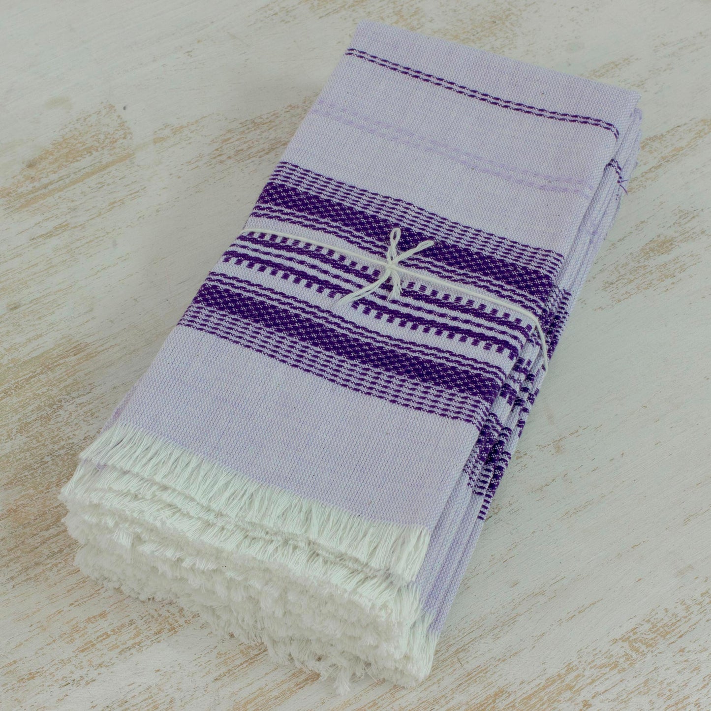 Cheerful Kitchen in Purple Purple Striped 100% Cotton Napkins (Set of 6)