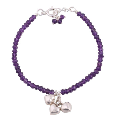 Lavender Charisma Amethyst & Silver Beaded Bracelet