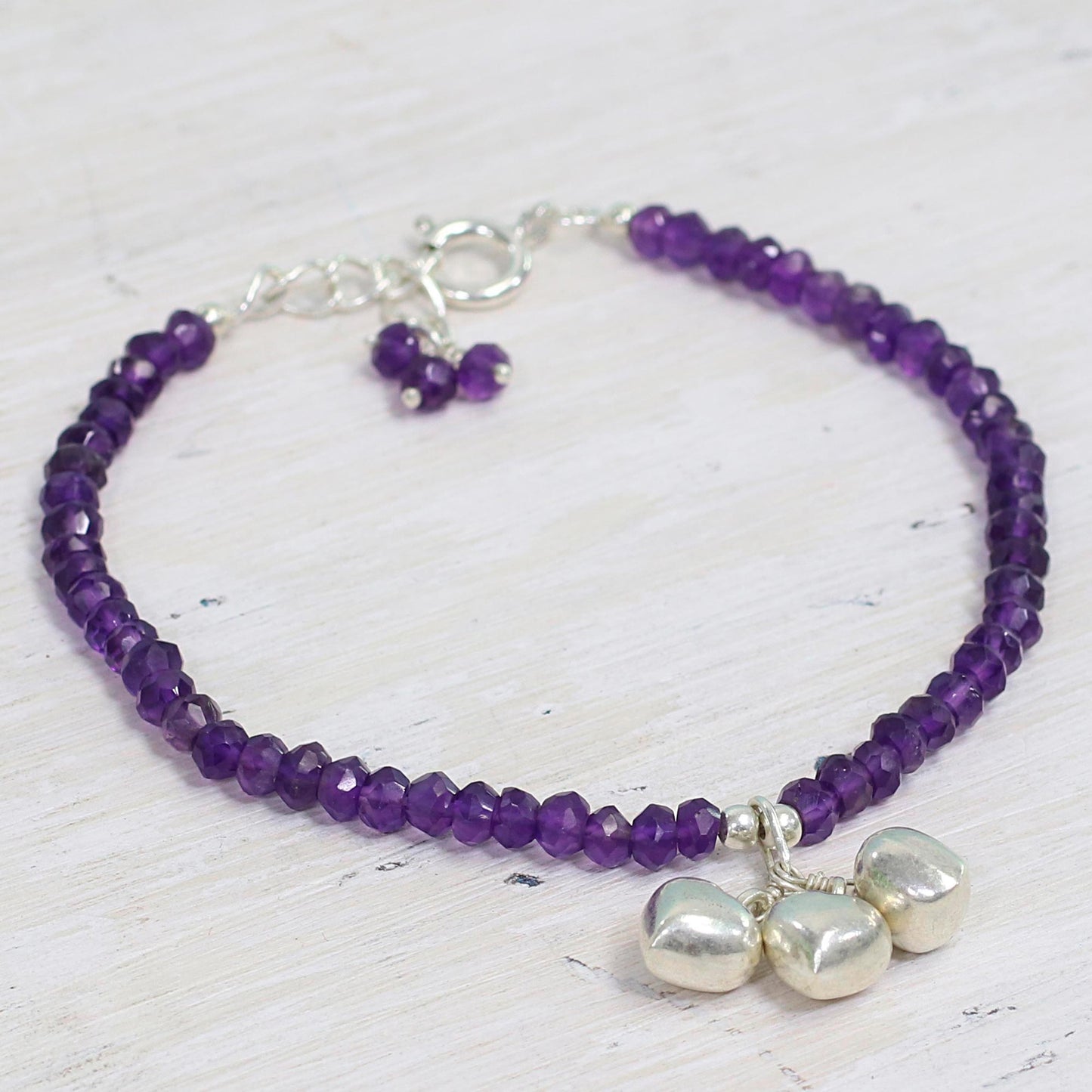 Lavender Charisma Amethyst & Silver Beaded Bracelet