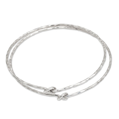 Why Knot Pair of 925 Sterling Silver Bangle Bracelets from Bali