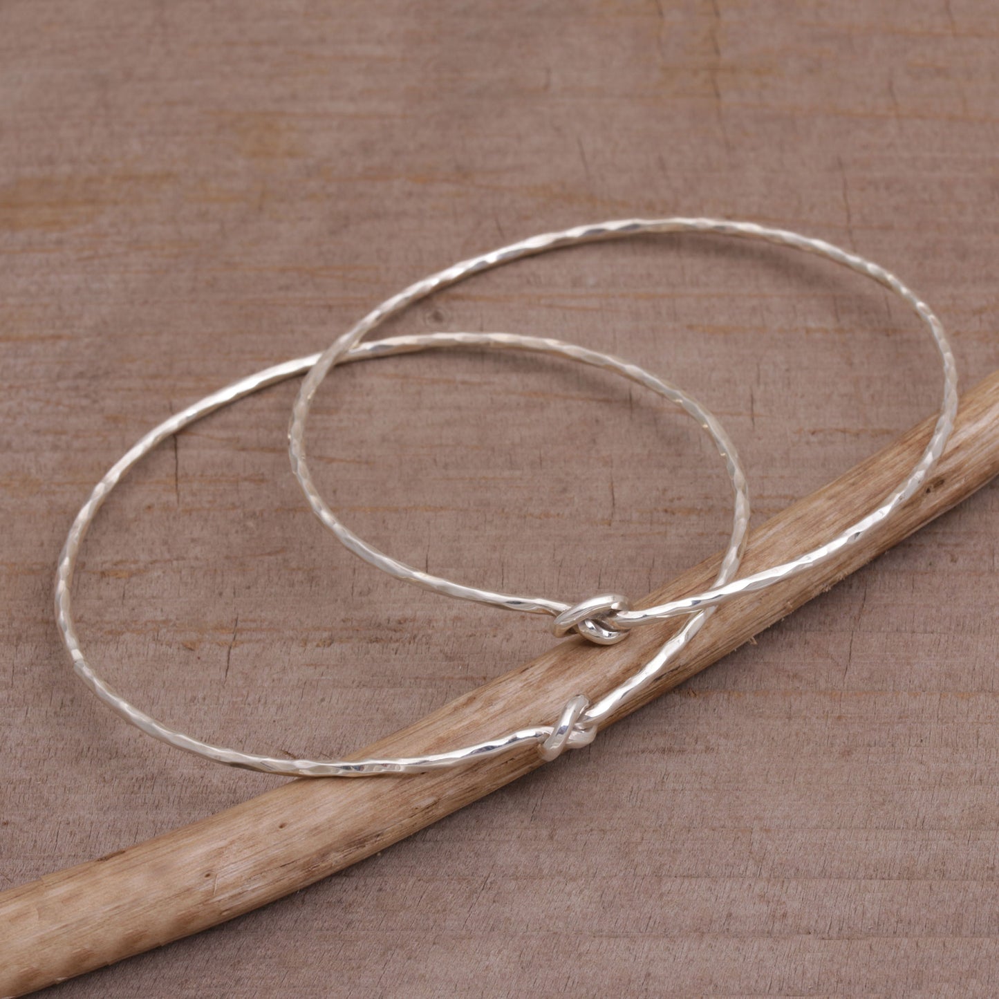 Why Knot Pair of 925 Sterling Silver Bangle Bracelets from Bali