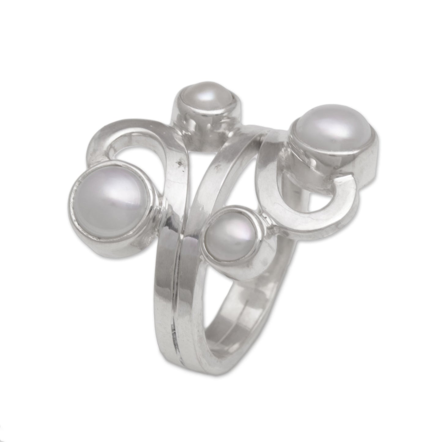 Vine Glow Cultured Pearl and Sterling Silver Cocktail Ring from Bali