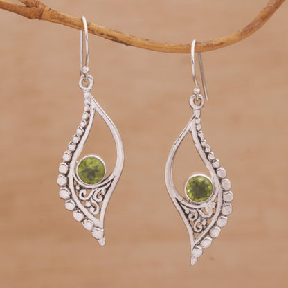 Jungle Dew Peridot and Sterling Silver Dangle Earrings from Indonesia