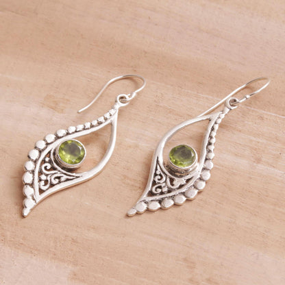 Jungle Dew Peridot and Sterling Silver Dangle Earrings from Indonesia