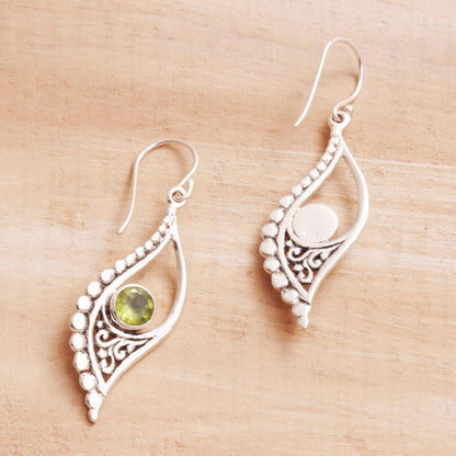 Jungle Dew Peridot and Sterling Silver Dangle Earrings from Indonesia