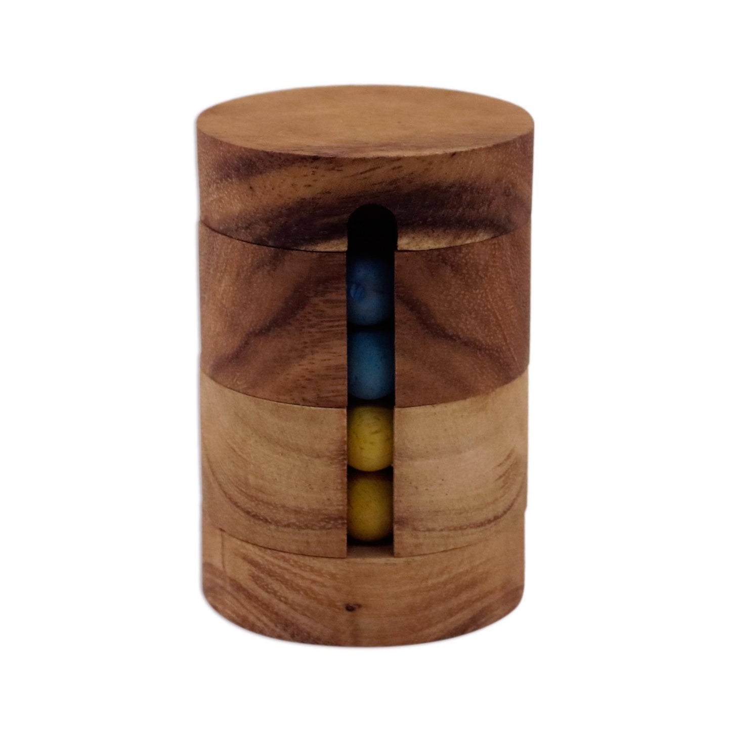 Spin to Win Handcrafted Wood Cylindrical Puzzle from Thailand