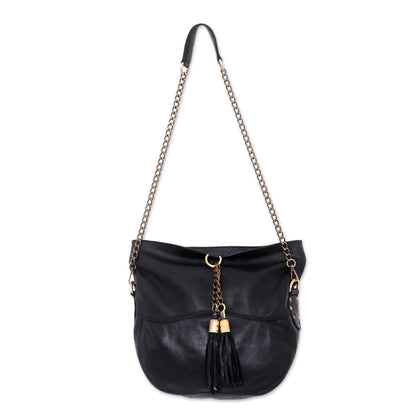 Stylish Lady Charcoal Grey Leather Shoulder Bag from Indonesia