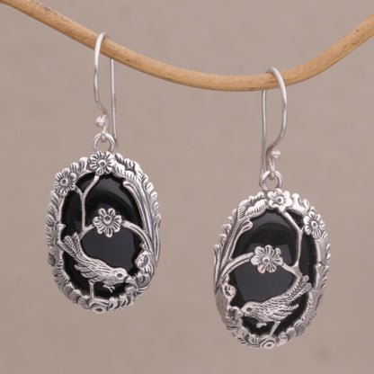 Curious Bird and Flower Earrings