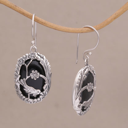 Curious Bird and Flower Earrings