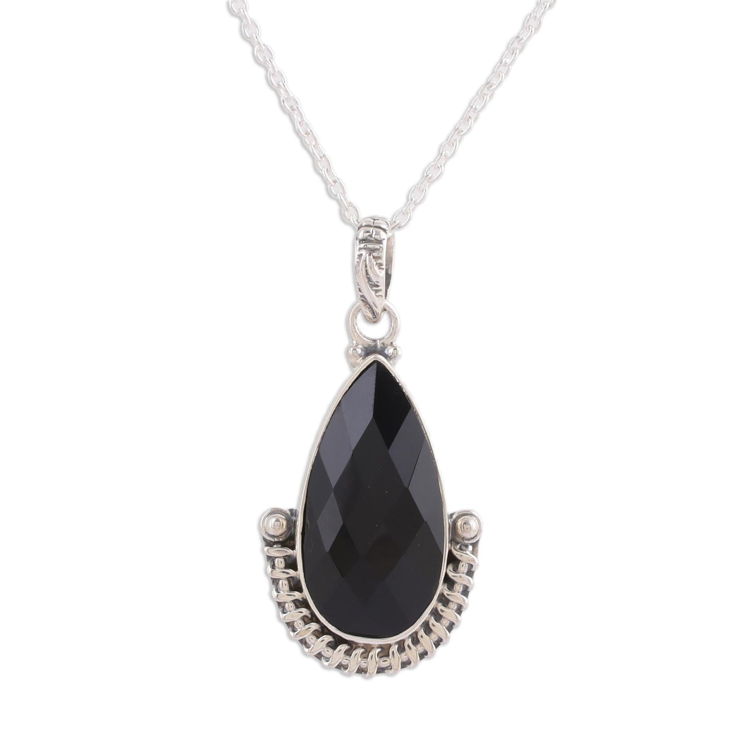 Magical Night Onyx Silver Pendant Necklace