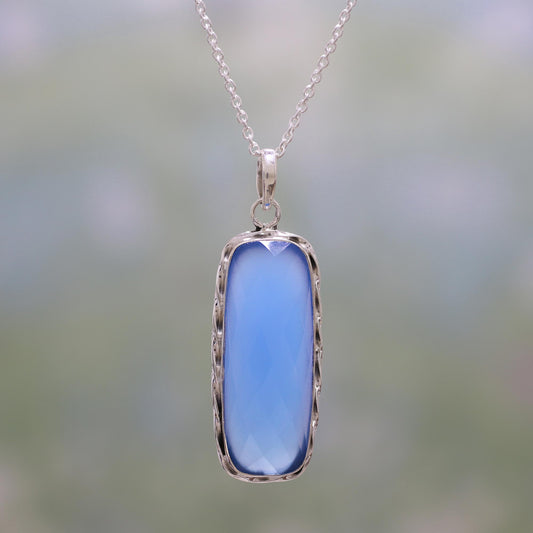 Sea of Blue Blue Chalcedony and Sterling Silver Pendant Necklace