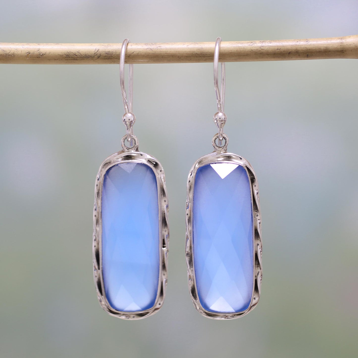 Sea of Blue Blue Chalcedony and Sterling Silver Dangle Earrings