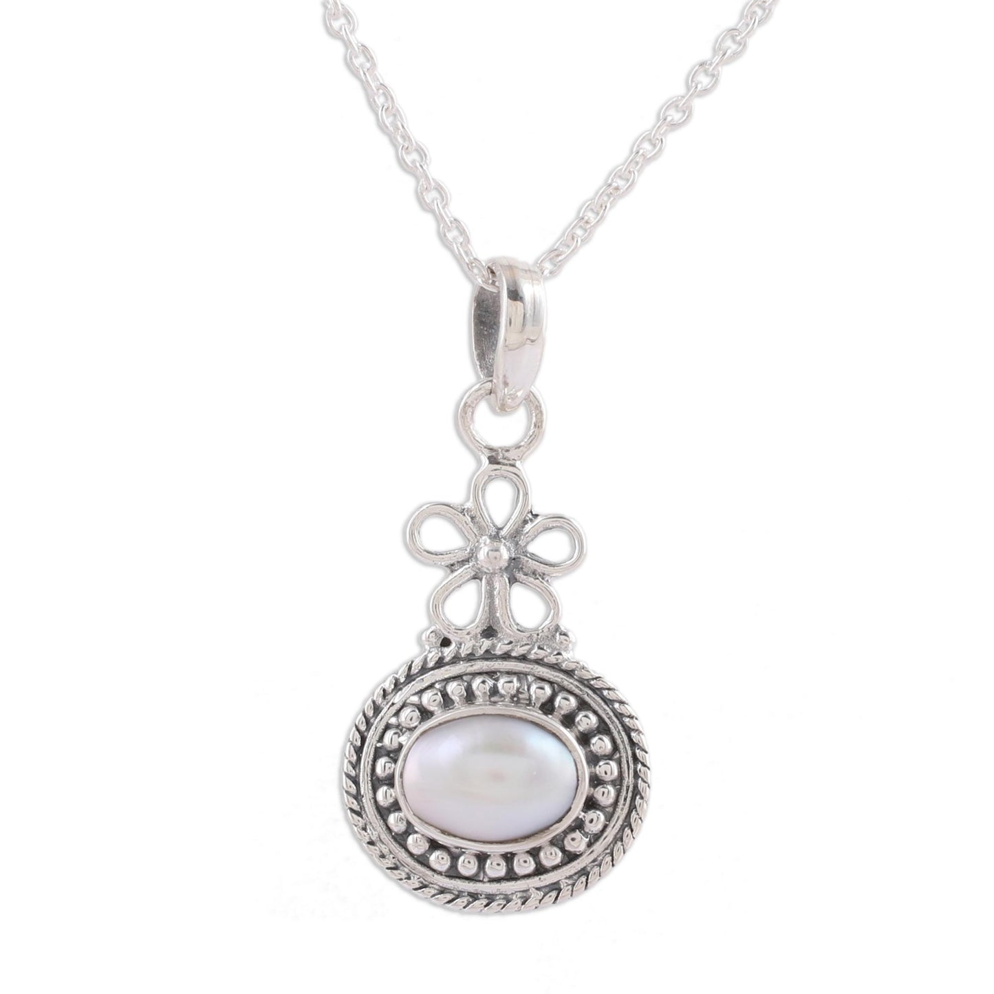 Pure Grace Cultured Pearl and Sterling Silver Pendant Necklace