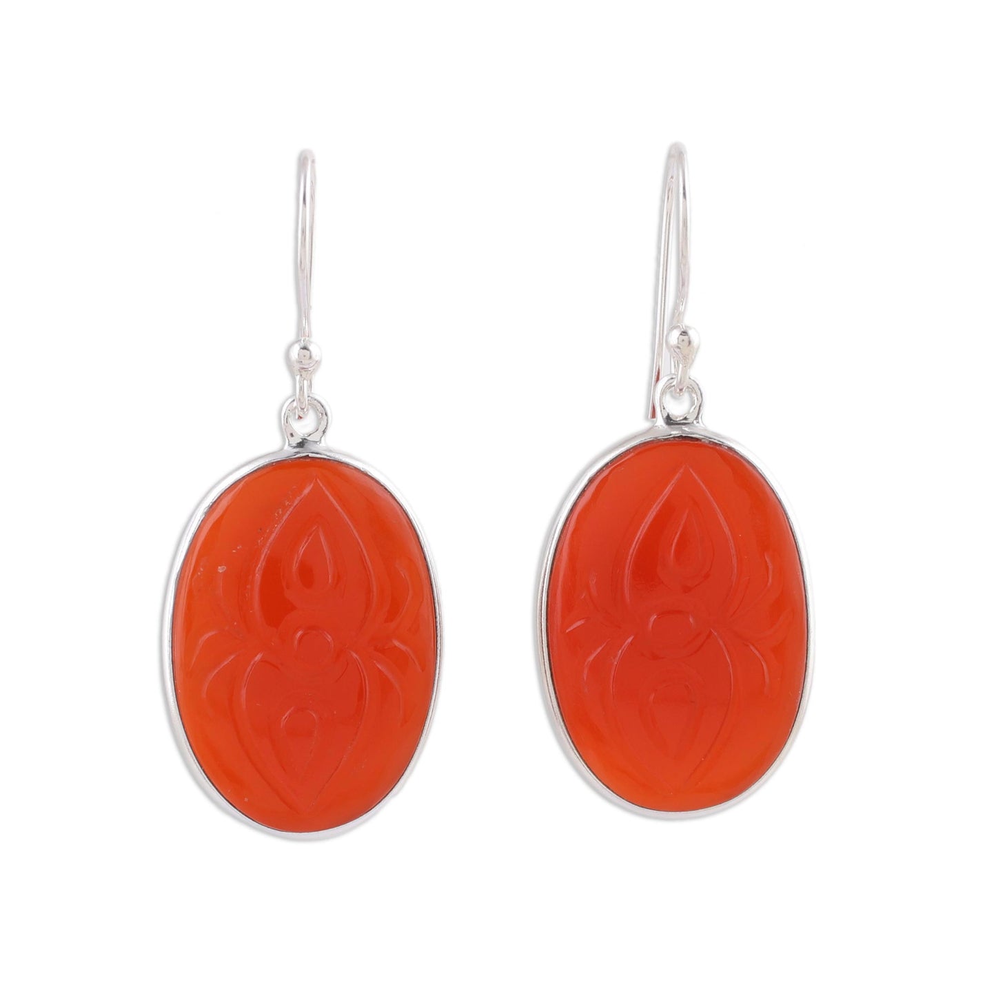 Fiery Gleam Carnelian and Sterling Silver Dangle Earrings from India