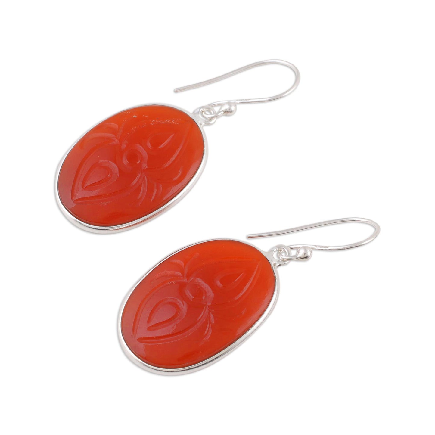 Fiery Gleam Carnelian and Sterling Silver Dangle Earrings from India