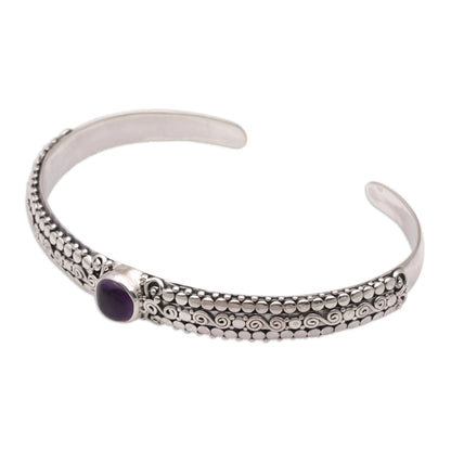 Swirling Altar Amethyst and Sterling Silver Cuff Bracelet from Bali