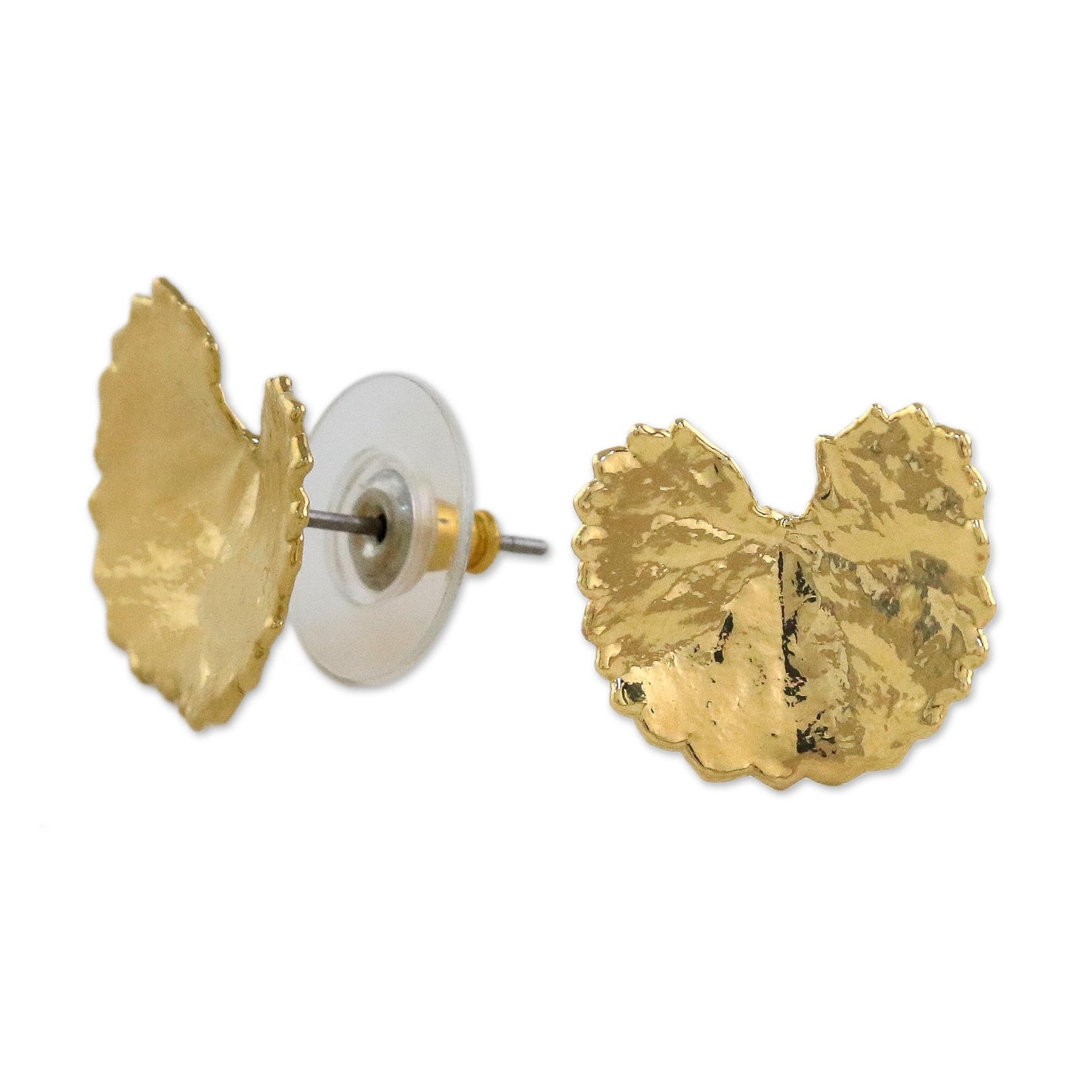 Shining Pennywort Gold Plated Natural Centella Leaf Earrings from Thailand