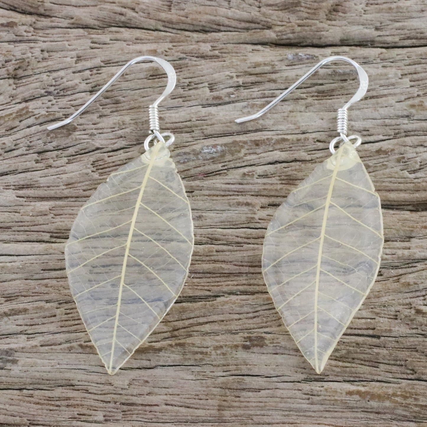 Stunning Nature in Straw Natural Leaf Dangle Earrings in Straw from Thailand