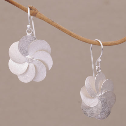 Windmill Flowers Sterling Silver Floral Dangle Earrings from Bali