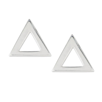 Silver Triangles Handcrafted Sterling Silver Triangle Stud Earrings