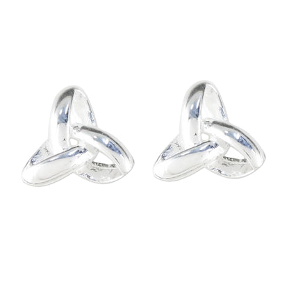 Silver Trinity Handcrafted Sterling Silver Stud Earrings from Thailand