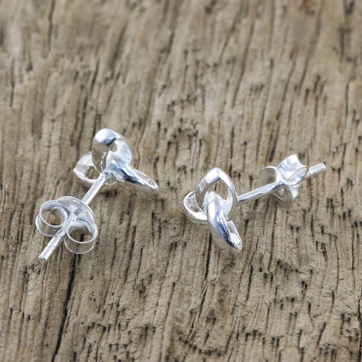 Silver Trinity Handcrafted Sterling Silver Stud Earrings from Thailand