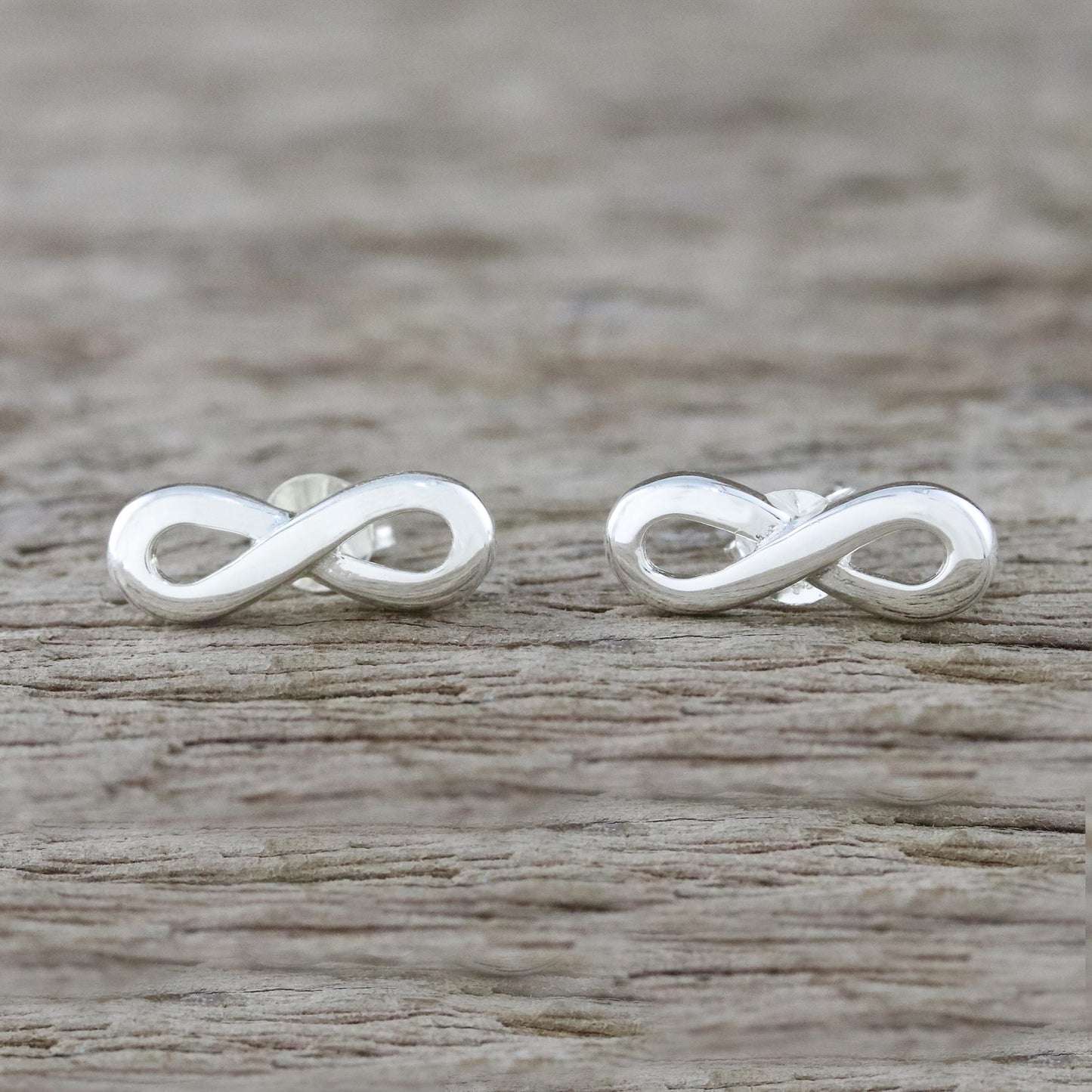 Shining Infinity Infinity Symbol Sterling Silver Earrings from Thailand