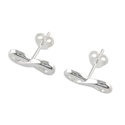 Shining Infinity Infinity Symbol Sterling Silver Earrings from Thailand